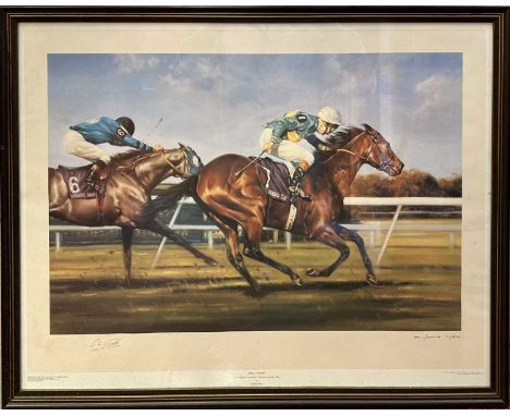 Graham Isom, signed limited edition print - "Royal Academy", signed, 95/500, also signed by Lester Piggott, 60cm x 78cm, in g