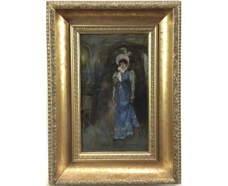 William Douglas Almond (1866-1916), oil on panel of a woman, in gilt frame, signed and titled 'Sunday Morning'