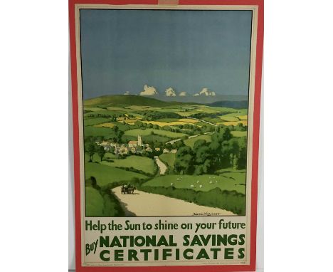 Group of four unframed pictures to include an advertising poster issued by the National Savings Committee with a design featu