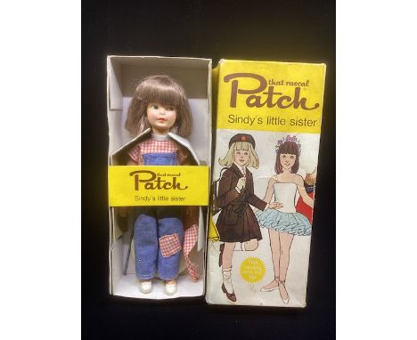 Pedigree Sindy sister Patch doll with box, in original outfit with accessory stand-good condition is part worn box and has sl