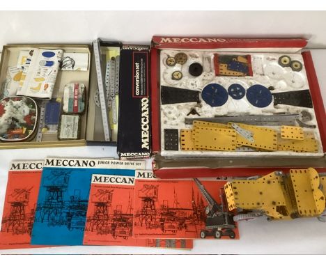 Vintage &nbsp;good selection of toys ; meccano original &nbsp;vintage construction components and a car and remains of set an