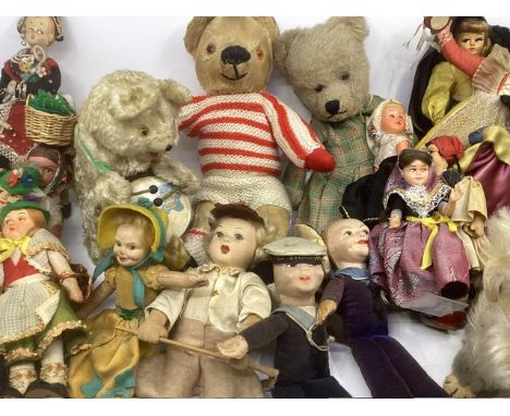 Vintage dolls and toys &nbsp;collection 1950s and 1960s to include Golden teddy bear, Norah Wellings small velvet dolls and a