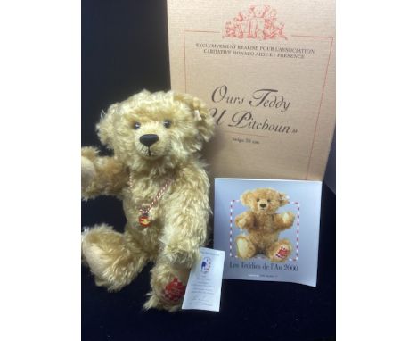 Steiff vintage teddy bear Monaco Aide et Prescence princess Grace of Monaco Charity teddy bear special edition, boxed as sold