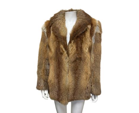 A vintage ginger fox and leather jacket, waist length with half sleeves and a longer length fox fur jacket with notched colla