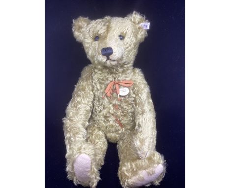 Steiff special Hot water bottle teddy bear in dark brass mohair with laced 50cm teddy bear &nbsp;front to reveal &nbsp;a meta