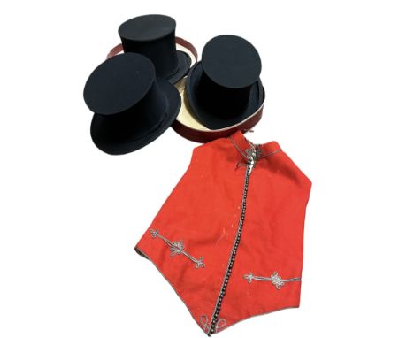 A 19th century military waistcoat in red wool wtth silver metal braid&nbsp; and metal beads running down the opening edge, Fr