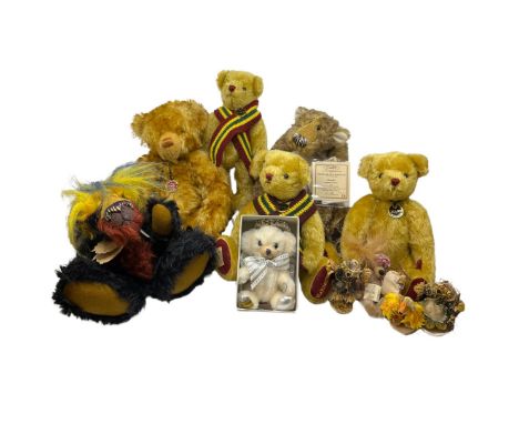 Collection of vintage bears to include a 43cm Deans Rag Book plush mohair bear with 100 year anniversary medallion around nec