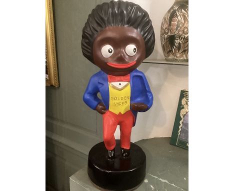 Large 26`’ antique  Golden shred Robertsons Jam Golly shop counter display figure  from an old shop with a weighted base ( 9.