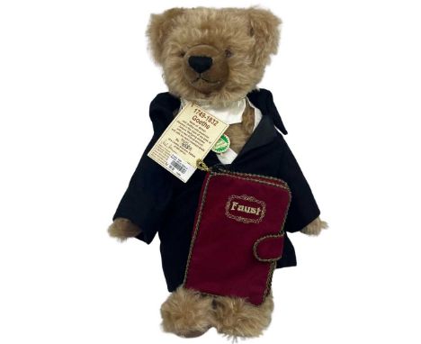 Hermann Goethe teddy bear-vintage bear bear dressed in the style of the time of Johann Wolfgang Goethe with his book 'Faust 1