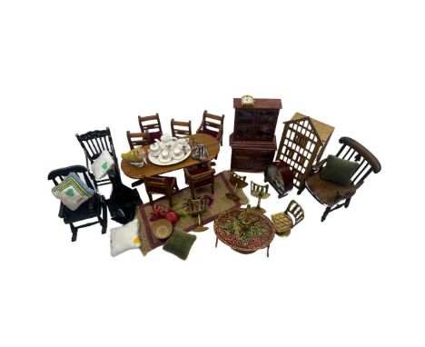 A box of &nbsp;vintage various dolls house furniture&nbsp;toy furniture and accessories as seen. (1)