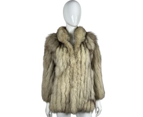 A vintage fox fur jacket with jacquard rayon lining in a silvery grey. Made in Malta label, an ermine stole, a dyed musquash 