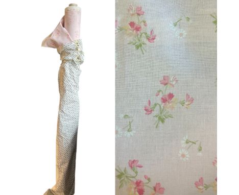 18 metres of Laura Ashley fabric C2000 on the roll, in a pale pink with a ditsy&nbsp; print&nbsp;&nbsp;of daisies and pink sw