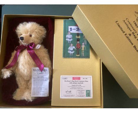 Deans special golden boxed   Centenary gold box of a teddy bear golden antique replica and a cloth deans rag book set 1903 re