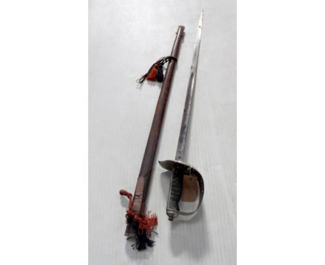 A Royal Engineers WWI 1897 pattern sword with George V cipher, with brown leather scabbard. CONDITION REPORT Please note that