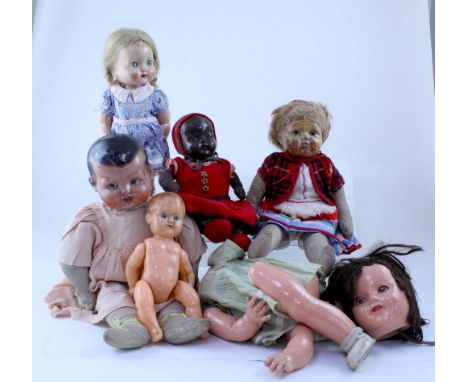 Six various vintage celluloid dolls (6).