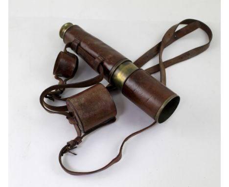 A Ross of London 1909 Tel Sig mark II, leather-cased four-drawer telescope. MD mark, length when extended 82cm. CONDITION REP