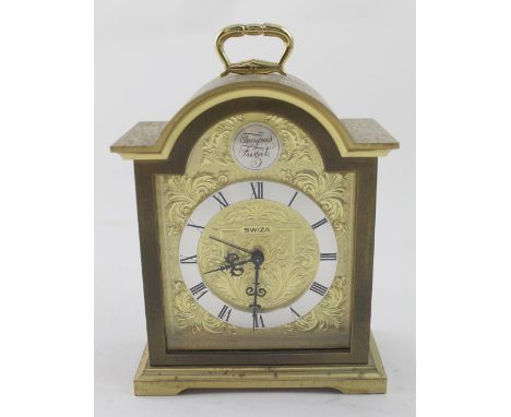 Swiza; a brass-cased mantel clock, height 15cm. CONDITION REPORT Please note that this lot is not suitable for our in-house p