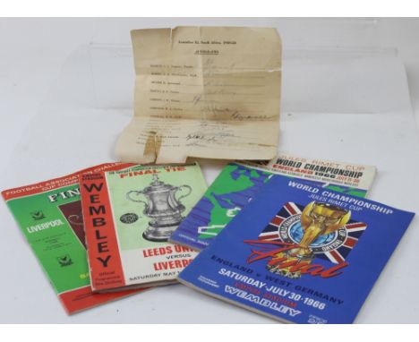 A mixed lot of assorted sporting ephemera to include England vs West Germany World Championship Jules Rimet Cup Final souveni