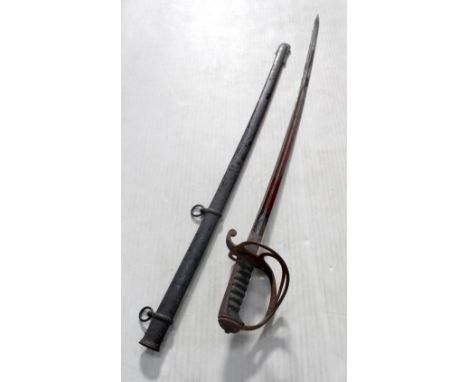A Royal Artillery officer's sword, Victorian blade marked with cipher. CONDITION REPORT In poor condition. Scabbard not dente