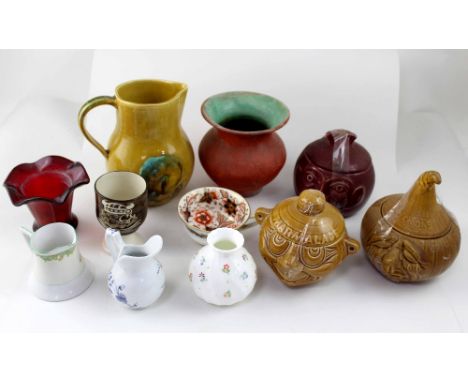 A quantity of ceramics and glassware to include a Royal Doulton character jug 'Sam Weller', Nao, Wedgwood, Crown Ducal etc.