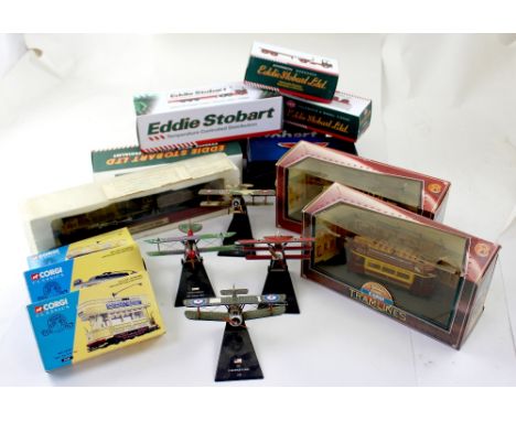 A group of predominantly boxed model vehicles including Corgi, Eddie Stobart, Classic Coaches Collection and a group of milit
