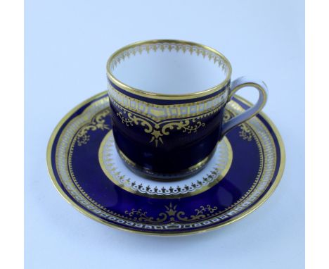 An early 20th century Spode cobalt blue ground and gilt coffee cup and saucer, Registered No.580303 RU722 White Star Line, as