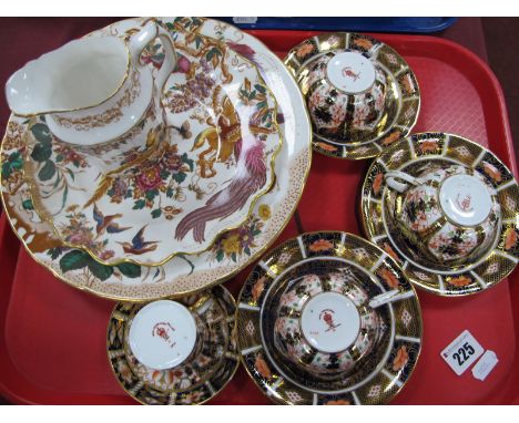 Royal Crown Derby Imari Coffee Can and Saucer, 2451 pattern, three teacup and saucers, 6149 pattern; three 'Old Avesbury' pla