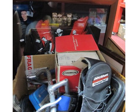 U2 Montage, featuring Chorzow Stadium 2005 ticket, prints, bicycle handle bars, bag, Primus, etc.