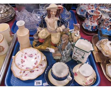 Royal Crown Derby 'Royal Antoinette' Soup Bowl and Plate, figurines, studio vase, cabinet cups and saucers, etc:- One Tray