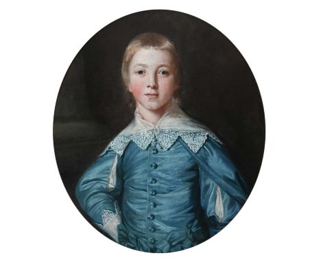 Thomas Beach (1738–1806)Portrait of a young boy, half-length, in van-dyke costumeOil on canvas, oval64.9 x 56cm; 25½ x 22inPr