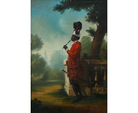 After Louis Carrogis Carmontelle Portrait of Narcisse, servant of the Duke of Orléans, full-length, standing on a terrace Oil