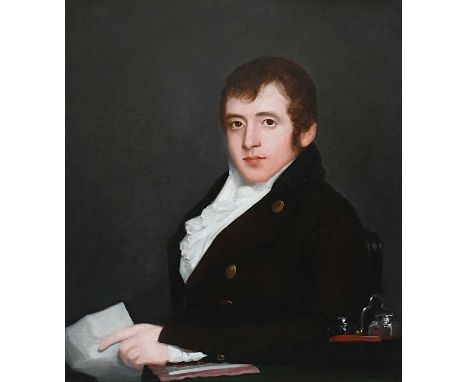 Robert Home (1752–1834)Portrait of John Walter Sherer (1776-1846), half-length, wearing a brown coat and seated at a table ho