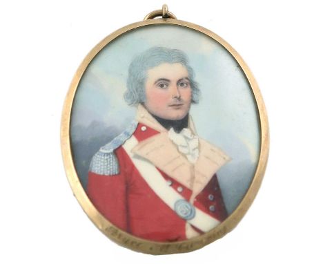 λ Circle of Frederick BuckPortrait miniature of Bruce McCumming in uniformOval, in a gilt metal frame, the glazed reverse rev