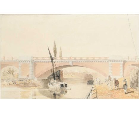George Haydock Dodgson (1811-1880)Regent's Dock Viaduct on the London and Blackwall RailwayPencil and watercolour with scratc
