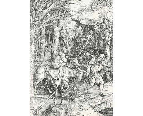 Albrecht Dürer (German 1471-1528)The Flight into EgyptWoodcut, from the Latin edition of 'The Life of the Virgin', with a fle