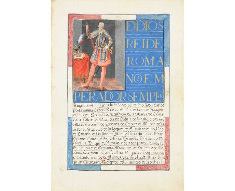 Spanish School c.1600A leaf from an illuminated manuscript depicting a knight in armourGouache39.7 x 29.8cm; 15¾ x 11¾inUnfra