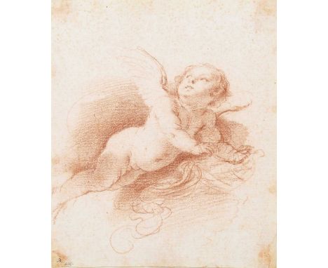 Giovanni Francesco Barbieri, il Guercino (Italian 1591-1666) Study of a flying putto Signed and dated by Sir John Charles Rob