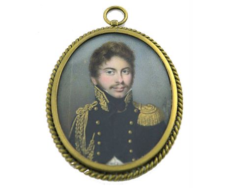 λ Nicolas-François Dun (French 1764-1832)Portrait miniature of an officer in uniformSigned Dun (centre right)Oval, in a gilt 
