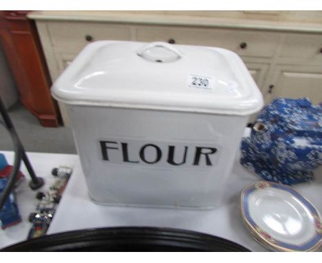 An enamel flour/bread bin
