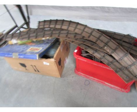 A quantity of model railway track, Hornby turn table etc