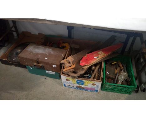 A large quantity of tools including saw blades