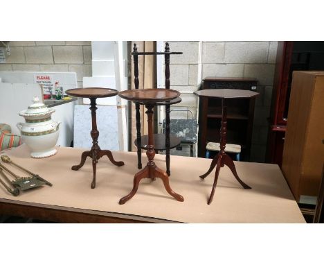 3 tripod tables and a 3 tier stand