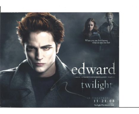 Robert Pattinson signed 10 x 8 colour portrait photo from Twilight. Good Condition. All signed pieces come with a Certificate