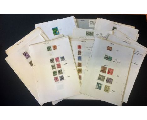 British commonwealth stamp collection on 70 loose album pages Covers L to Z including Malta, Malaysia, Nigeria, South Africa.