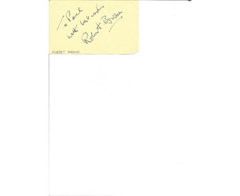 Robert Brown signed album page. (23 July 1921 - 11 November 2003) was an English actor, best known for his portrayal of M in 