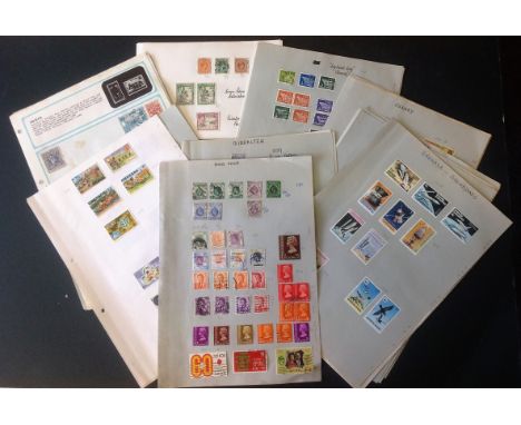 British commonwealth stamp collection on 40 loose album pages. Includes Hong Kong, Jamaica, Ireland, India, Gibraltar. Good C