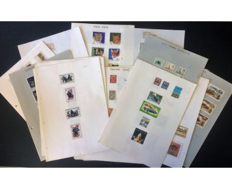 World stamp collection on 40 loose album pages. Letters K to V. Includes North Korea, Iran, Rwanda, KSA, Sudan, Thailand, UAR