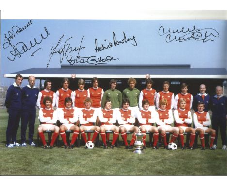 Arsenal 1979 Football Autographed 12 X 8 Photo, A Superb Image Depicting The Fa Cup Winners Posing With Their Trophy At Highb