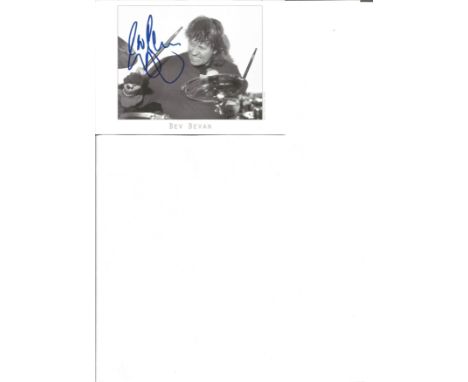 Bev Bevan signed 6x4 black and white photo. English rock musician, who was the drummer and one of the original members of The