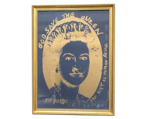 JAMIE REID SIGNED LIMITED EDITION PRINT. A framed limited edition print of a 1997 work by Jamie Reid, depicting a version of 